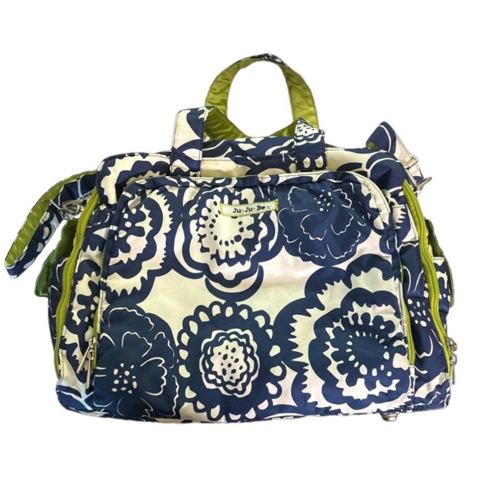 Large “Blooming” Ju-Ju-Be Diaper Bag Blue Green with changing pad One Size